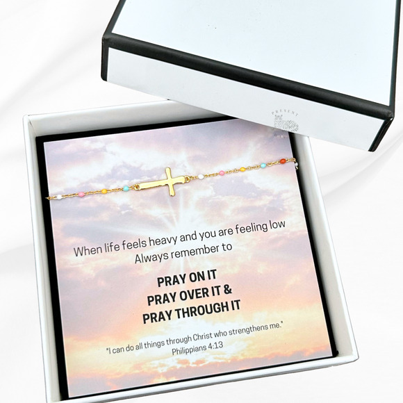 18K Gold Plated Cross Bracelet – S925 Sterling Silver & Zircon, Gift Boxed - Picture 1 of 4